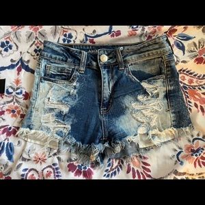 American Eagle Denim High waisted acid wash shorts